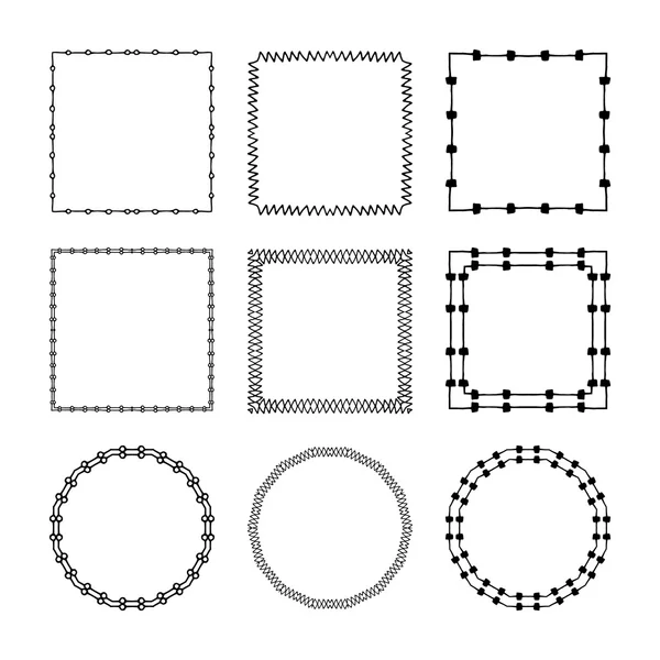 Set of hand drawn, doodle decorative frames and borders. Mono line design templates, isolated on white background — Stock Vector