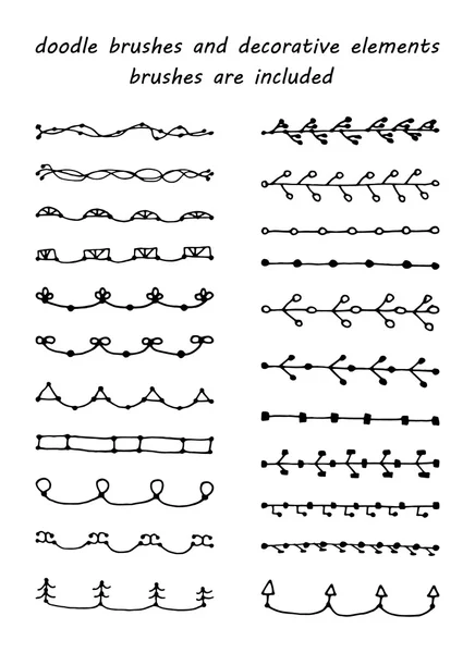 Каракули, кисти чернил и декоративные элементы ручной работы. Гранж стиль. Кисти включены . — стоковый вектор