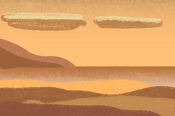 Landschaft Mit Sandstrand Heißer Sommersonnenuntergang Über Der Küste Mit Blick — Stockvektor