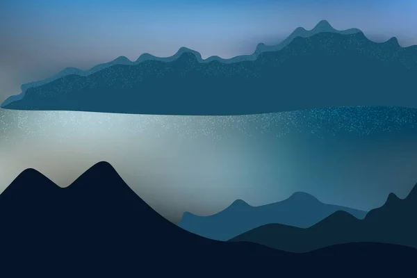 Красивый Закат Над Морской Гаванью Скалами Пейзаж Видом Море Горы — стоковый вектор