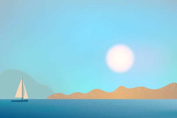 Piękny Widok Rano Jachtem Góry Morze Wschodzące Słońce — Wektor stockowy