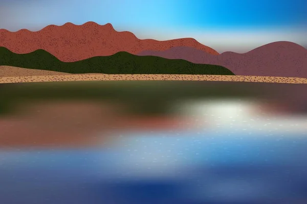 Hermoso Día Con Vistas Las Montañas Costa — Vector de stock