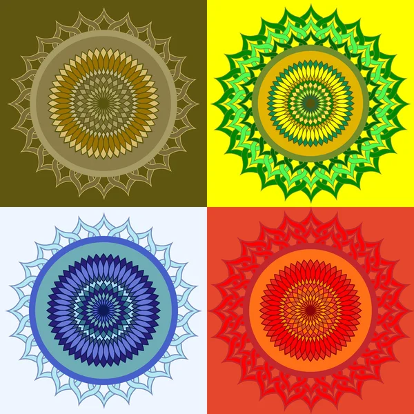 Set of 4 colorful round patterns. — ストックベクタ