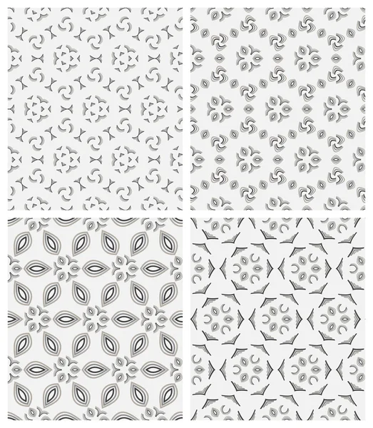 Set of 4 seamless geometric patterns — Stock Vector