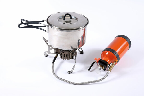 tourist metal pan with multi-fuel burner