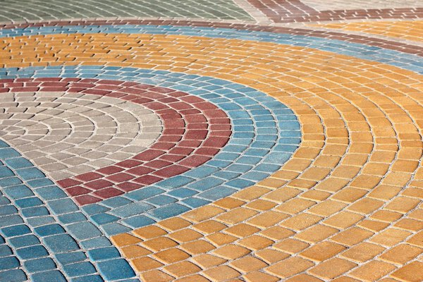 painted in different colors is figured pavement of stone