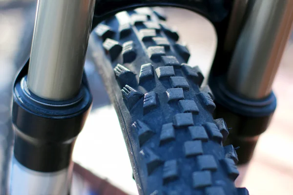 Parte de un primer plano de la rueda de bicicleta — Foto de Stock