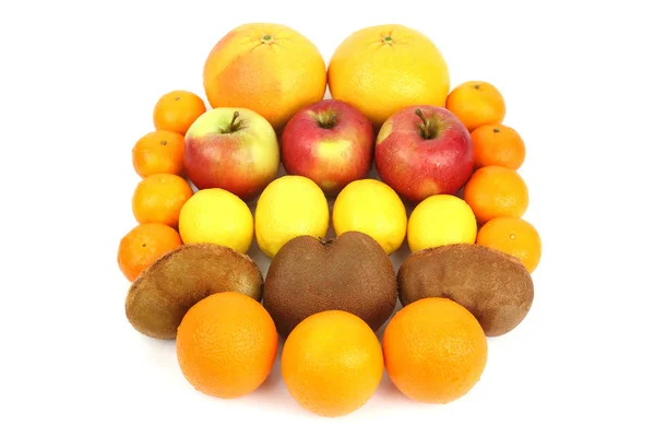 Набор различных фруктов, выделенных на белом фоне — стоковое фото