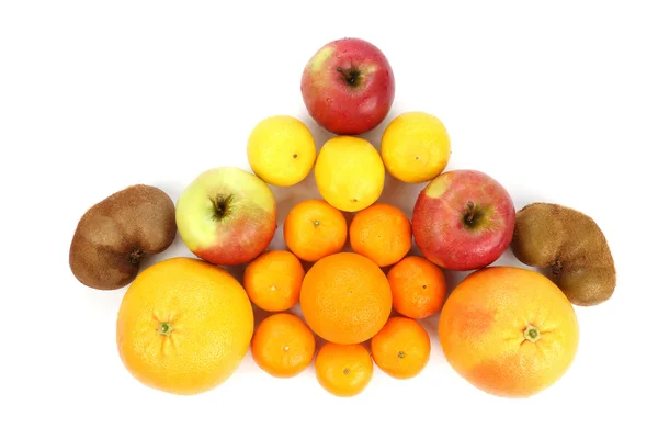 Набор различных фруктов, выделенных на белом фоне — стоковое фото
