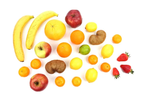 Gran conjunto de diferentes frutas sobre fondo blanco — Foto de Stock