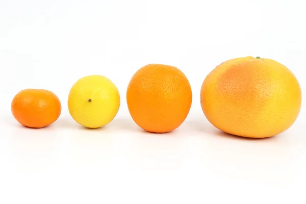 Frutas cítricas sobre um fundo branco — Fotografia de Stock