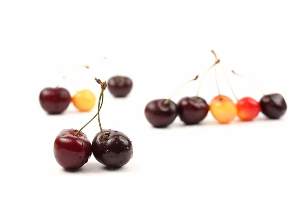 Beeren Kirschen auf weißem Hintergrund — Stockfoto