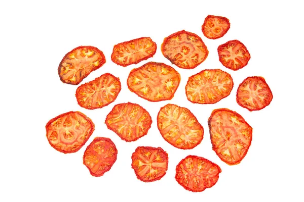 Tranches Tomate Séchée Sur Fond Blanc Vitamine Légume Nourriture — Photo