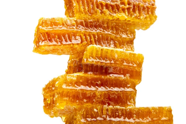 Pyramid Fresh Bee Comb Honey White Background — Stock Photo, Image