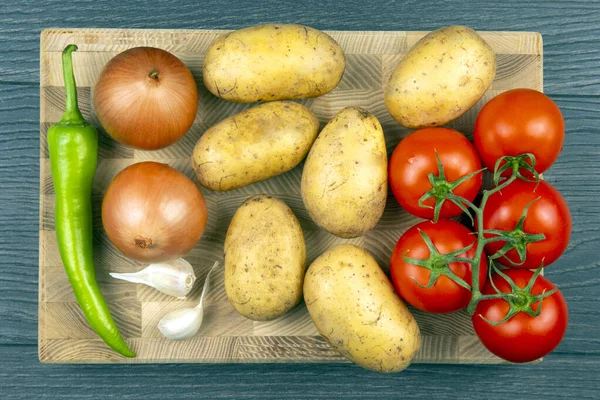 Rohes Gemüse Vor Dem Kochen Zum Braten Und Schmoren Einer — Stockfoto