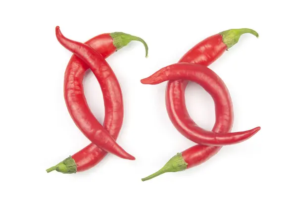 Piments Rouges Sur Fond Blanc Figurines Alimentaires Foo Légumes Vitaminés — Photo