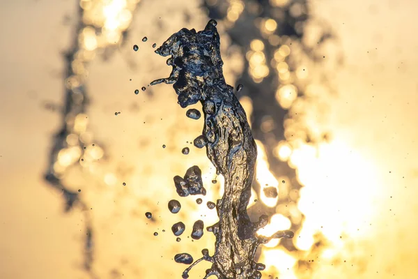 Drops Fountain Setting Sun — Stock Photo, Image