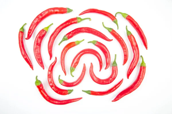 Червоний Гострий Перець Чилі Білому Тлі Вітамінна Овочева Їжа — стокове фото