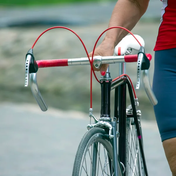 Bicicleta Deportiva Manos Una Mujer Recreación Estilo Vida Deportivo — Foto de Stock