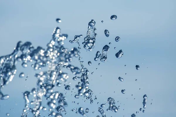 Drops Blauwe Water Van Fontein Hemel — Stockfoto