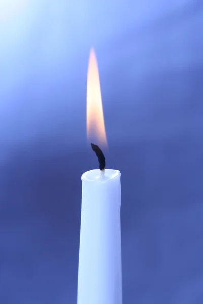 Burning white candle — Stock Photo, Image
