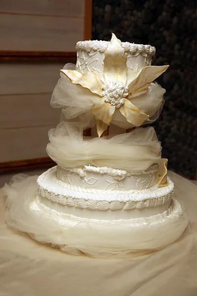 Prachtige taart voor de bruiloft closeup — Stockfoto