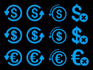 Dolar ve Euro ters ibraz düz vektör Icon Set