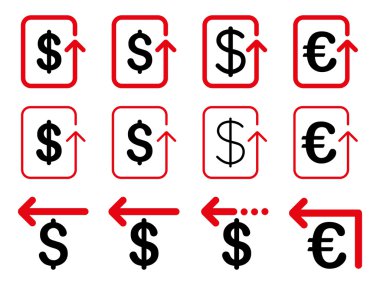 Dolar ve Euro düz vektör Icon Set geri ödeme