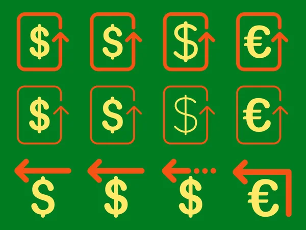 Dollar And Euro Refund Flat Vector Icon Set — Stock Vector