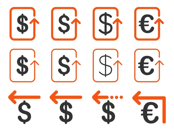 ドルとユーロ返金フラット ベクトル アイコンを設定 — ストックベクタ