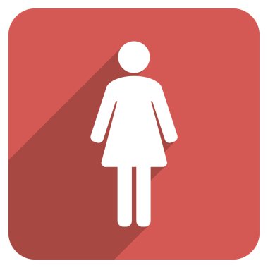 Uzun gölge ile kare simgesi kadın Wc düz yuvarlak