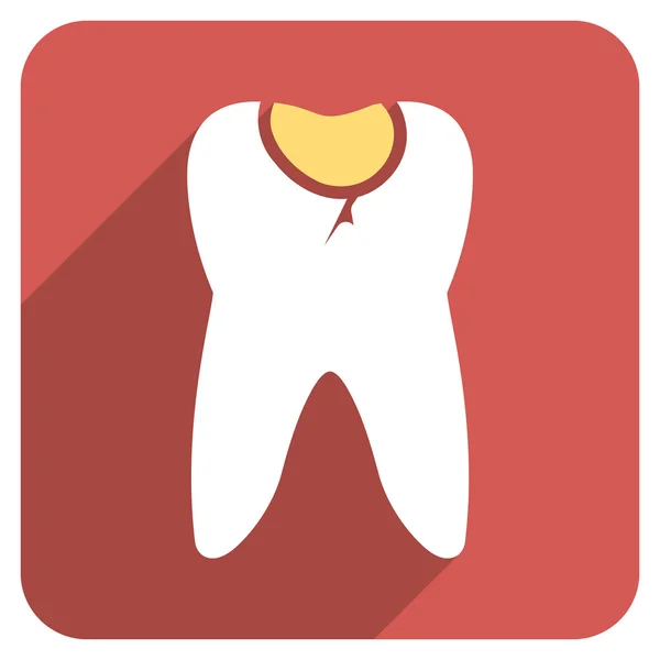 Caries de dientes plana redonda icono cuadrado con sombra larga — Archivo Imágenes Vectoriales