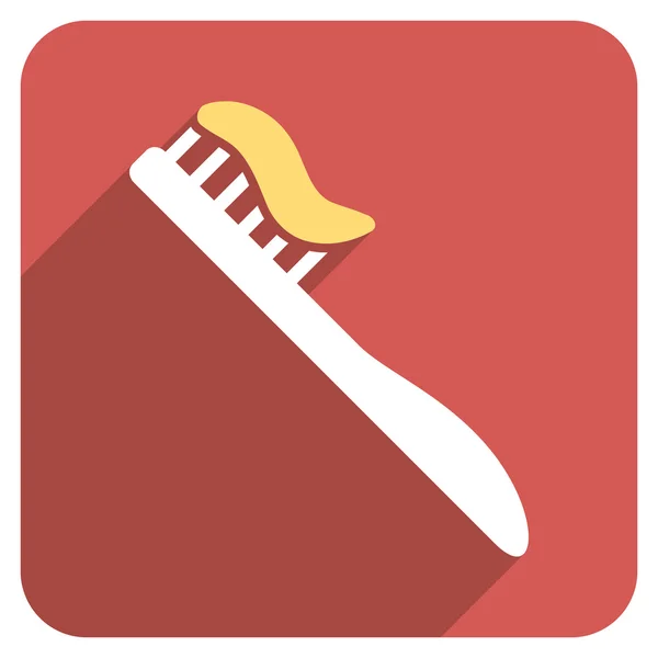 Tooth ecset, lapos, lekerekített négyzet alakú ikon a hosszú árnyék — Stock Vector