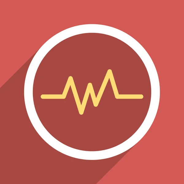 Pulse Monitoring Flat Longshadow Square Icon — 스톡 벡터