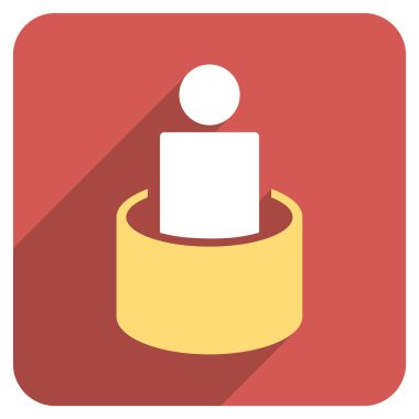 Uzun gölge ile hasta yalıtım düz yuvarlak kare simgesi