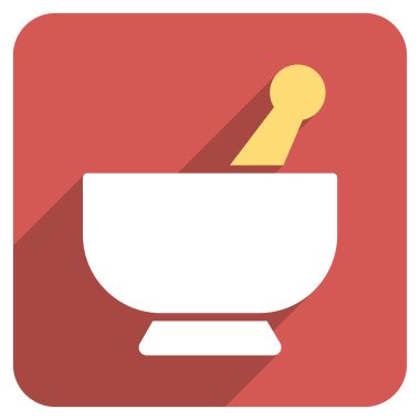 Uzun gölge ile harç düz yuvarlak kare simgesi