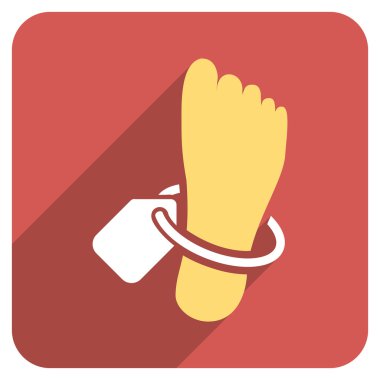 Morg ayak etiketi düz yuvarlak kare simgesi uzun gölge ile