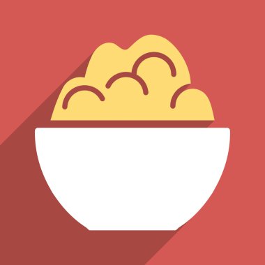 Yulaf lapası kase düz Longshadow kare simgesi