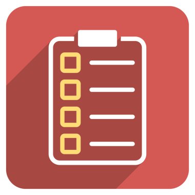 Uzun gölge ile test formu düz yuvarlak kare simgesi