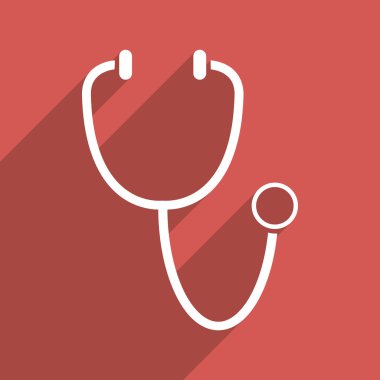 Stetoskop düz Longshadow kare simgesi