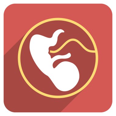 Uzun gölge ile embriyo rahim düz yuvarlak kare simgesi