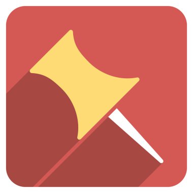 Uzun gölge ile kare simgesi PIN düz yuvarlak