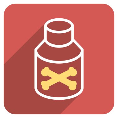 Uzun gölge ile zehir şişe düz yuvarlak kare simgesi