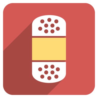 Düz yuvarlak kare simgesi uzun gölge ile alçı