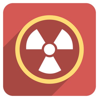 Uzun gölge ile radyasyon tehlike düz yuvarlak kare simgesi