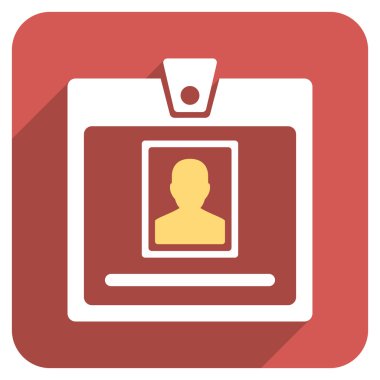 Uzun gölge ile kişi rozet düz yuvarlak kare simgesi