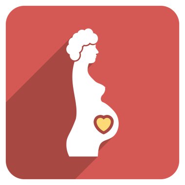 Hamile kadın düz kare simgesi uzun gölge ile yuvarlak