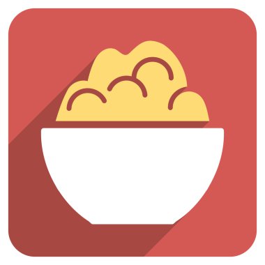 Uzun gölge ile yulaf lapası düz yuvarlak kase kare simgesi