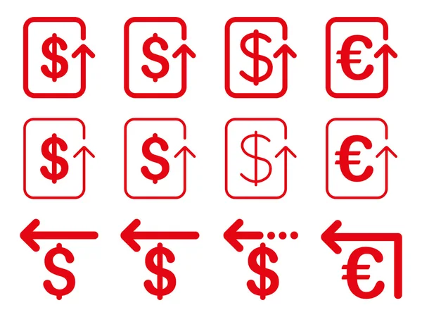 Dolar ve Euro düz vektör Icon Set geri ödeme — Stok Vektör