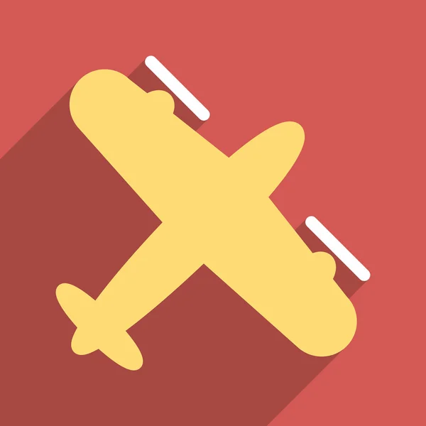 Screw Aeroplane Flat Longshadow Square Icon — Stock Vector